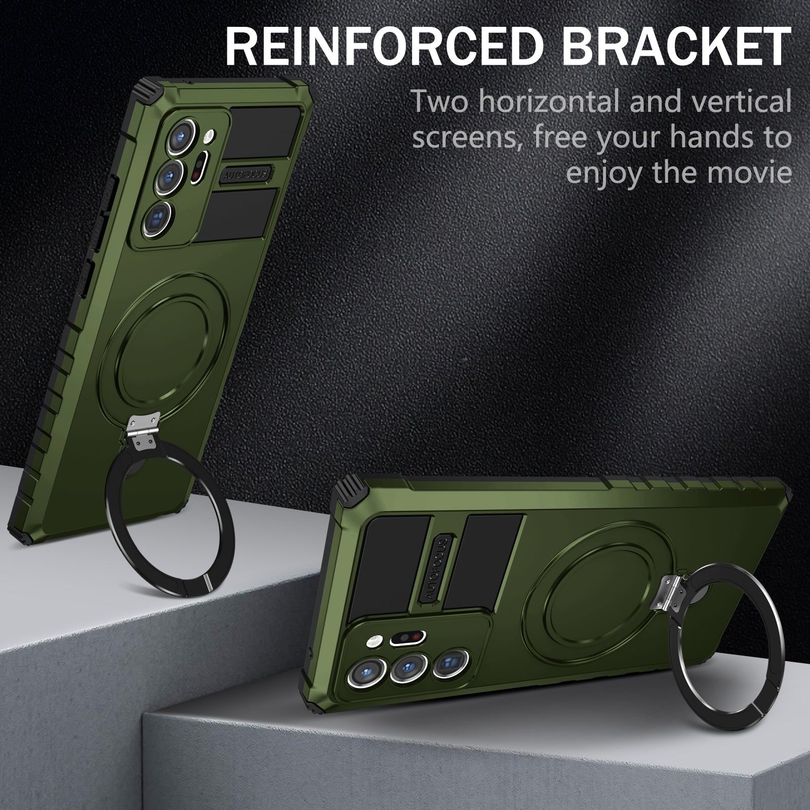 Magnetic Phone Case for Samsung Galaxy Note20 Ultra / Note20 Ultra 5G , Shockproof PC+TPU Kickstand Cover - Green Magnetic Phone Case for Samsung Galaxy Note20 Ultra / Note20 Ultra 5G , Shockproof PC+TPU Kickstand Cover - Green